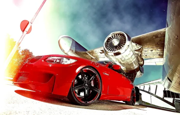 BMW, Red, Plane
