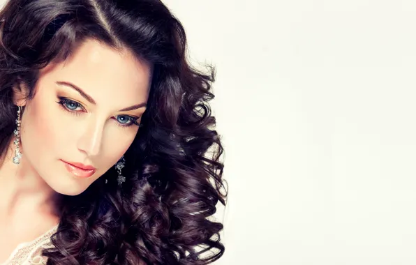 Picture portrait, makeup, brunette, long hair