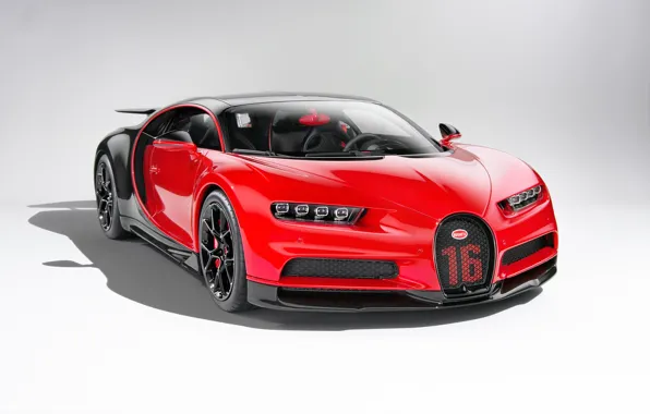 Red, background, art, hypercar, Bugatti Chiron, Bugatti Chiron Sport