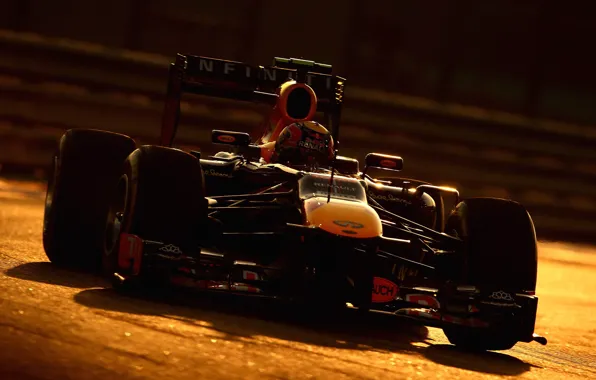 The car, twilight, race, formula one, red bull, Abu Dhabi GP