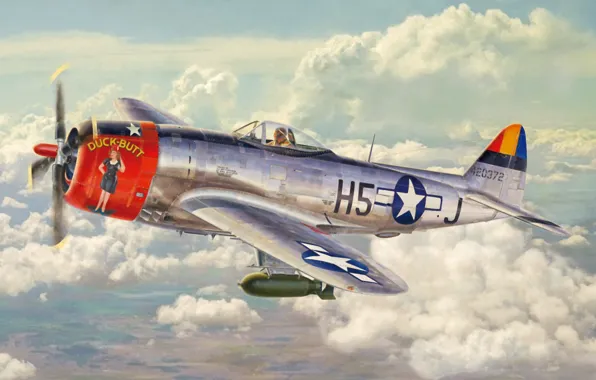 Picture aircraft, war, art, airplane, painting, aviation, ww2, american fighter