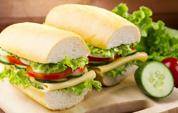 Cheese, bread, vegetables, tomatoes, sandwich, salad, sandwiches