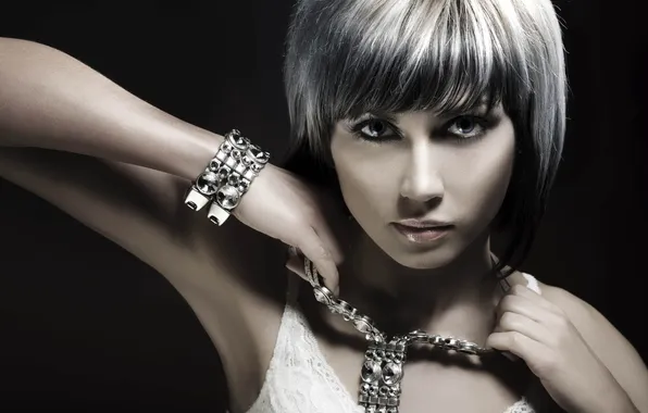 Look, girl, decoration, chain, bracelet, necklace