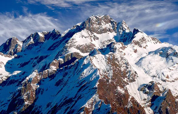 The sky, clouds, snow, mountains, tops