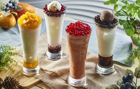 Glass, ice cream, dessert