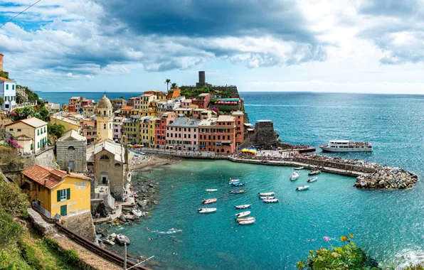 Sea, the sky, clouds, Marina, home, boats, Italy, pierce