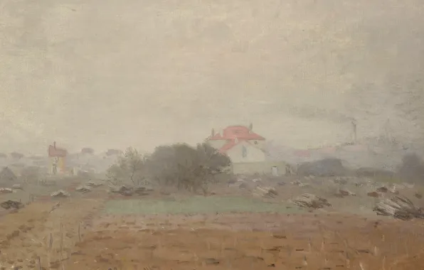 Landscape, house, picture, Claude Monet, The Fog Effect