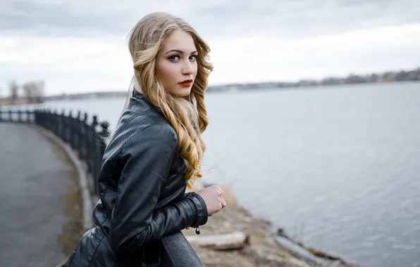 Water, light, coast, model, blonde, Bay, beautiful