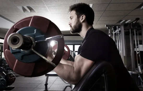 Pose, muscle, muscle, rod, athlete, biceps, gym, bodybuilder
