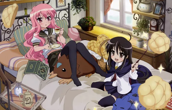Girls, room, magic, The Familiar of Zero, Schoolgirls