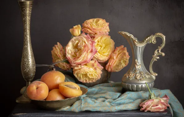 Flowers, bouquet, still life, apricots