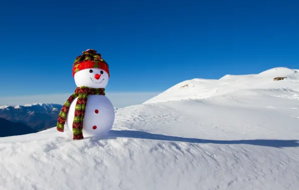 Winter, snow, New Year, Christmas, snowman, happy, Christmas, winter