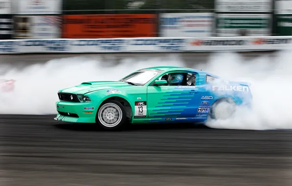 Picture machine, auto, Wallpaper, race, smoke, speed, track, Mustang