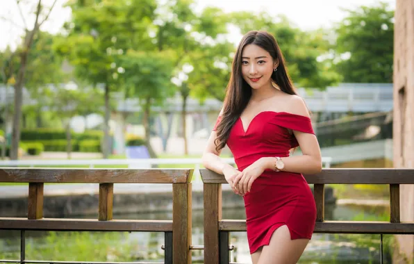 Picture girl, face, smile, model, dress, legs