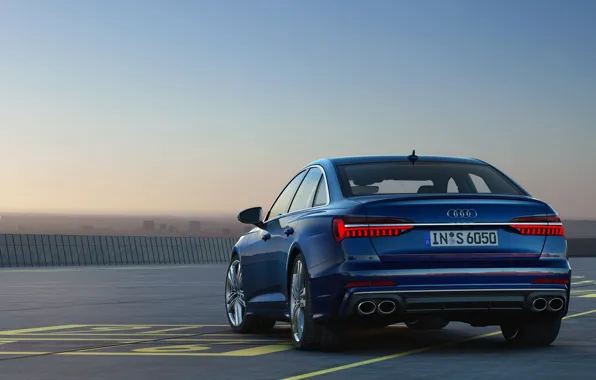 Picture blue, Audi, sedan, feed, Audi A6, 2019, Audi S6