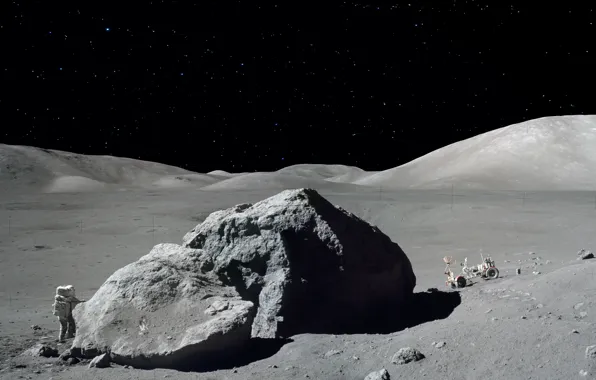 The moon, astronaut, lokomobil, Apollo 17