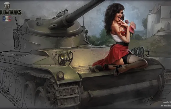 Picture girl, tank, girl, tanks, WoT, World of tanks, tank, World of Tanks