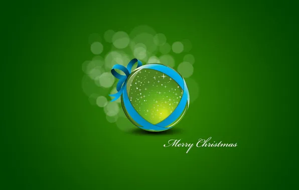 Green, background, new year, minimalism, ball, Christmas toy