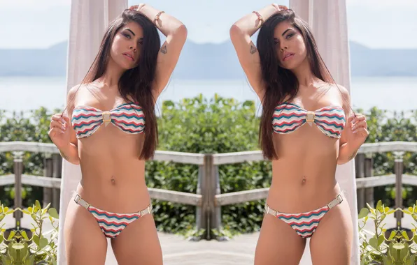 Sexy, long hair, boobs, beautiful, model, pretty, tattoo, brunette