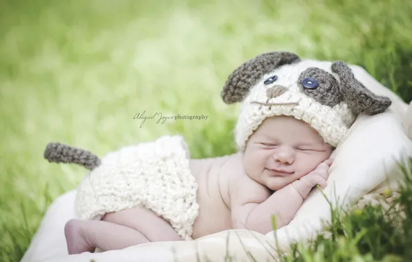 Smile, sleep, sleeping, girl, cap, baby