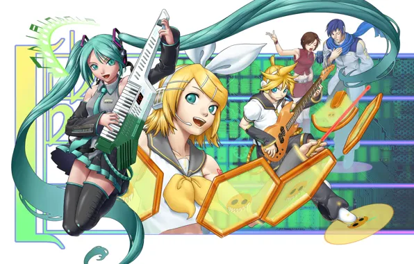 Music, girls, guys, Vocaloid, Vocaloid, Hatsune Miku