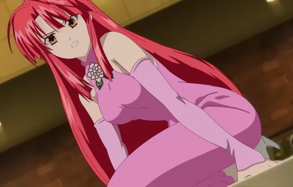 Picture girl, dress, red hair, Kaze No Stigma, Ayano Kannagi, Seal of the wind