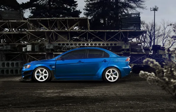 Blue, Desktop, profile, Mitsubishi, Lancer, Evolution, Car, Beautiful