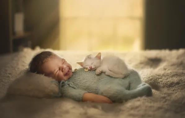 Picture cat, children, home