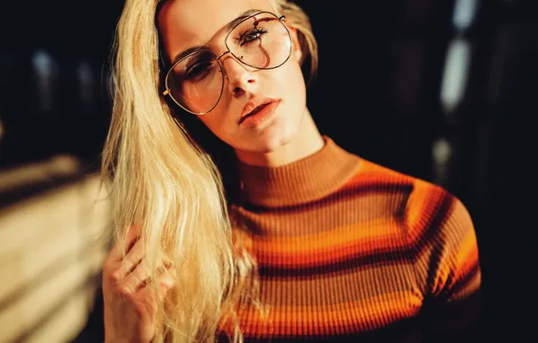 Look, model, portrait, makeup, glasses, hairstyle, blonde, beauty