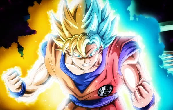 Wallpaper dragon ball, son goku, blue power desktop wallpaper, hd