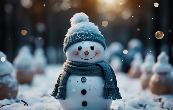Winter, snow, Christmas, New year, snowman, Christmas, winter, snow