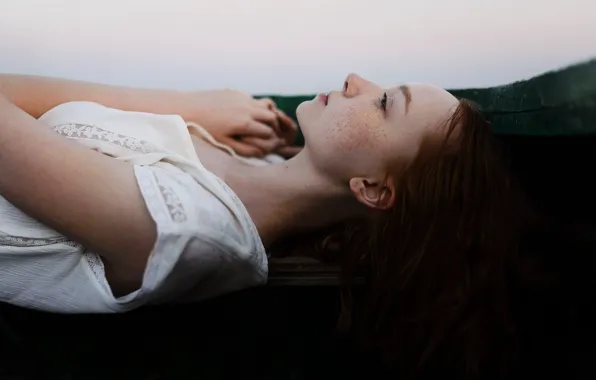 Freckles, profile, redhead, ginger, Aleks Five