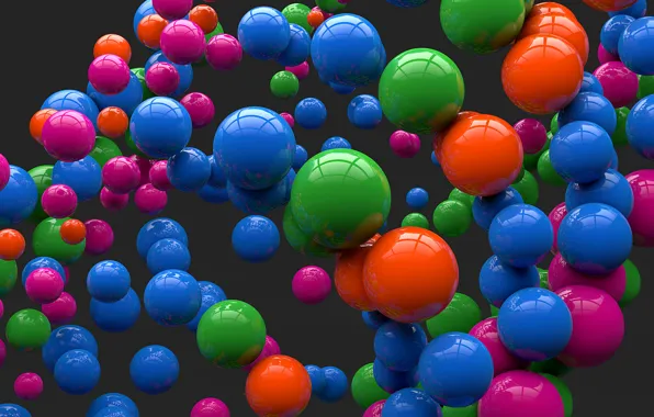 Balls, reflection, balls, colored, art, grey background, sphere