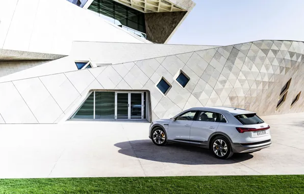 White, Audi, entrance, E-Tron, 2019