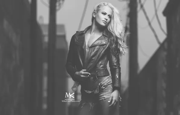 White, sexy, black, blonde, jacket