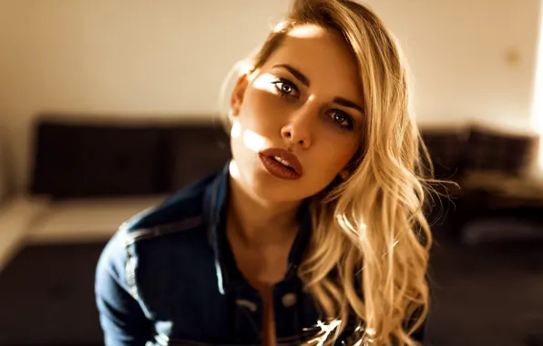 Look, model, portrait, makeup, hairstyle, blonde, bokeh, Miro Hofmann