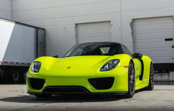 Picture green, porsche, 918, hybrid, spyder