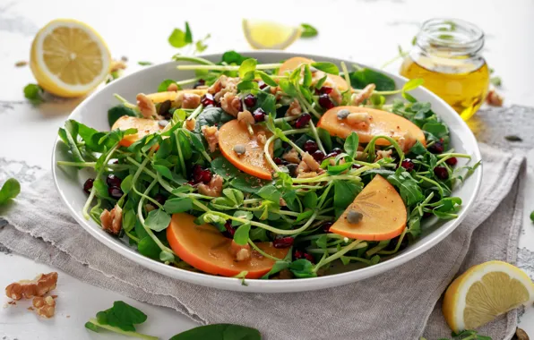 Picture nuts, salad, arugula