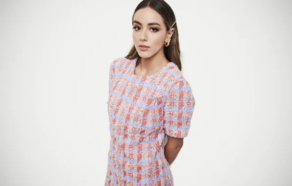 Look, pose, background, makeup, actress, brunette, Chloe Bennet, Chloe Bennet