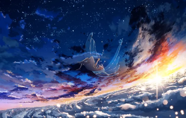 Picture the sun, the sky, girl, wings, Y_Y