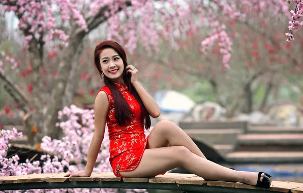 Girl, background, Asian