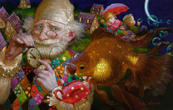 Picture childhood, magic, lullaby, Victor Nizovtsev, grandpa's tales