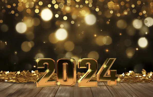 Background, gold, New Year, figures, golden, new year, happy, wood