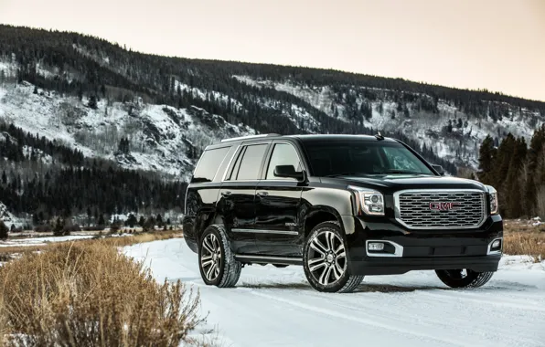 Picture 2018, GMC, SUV, Denali, Yukon, mountains in the background