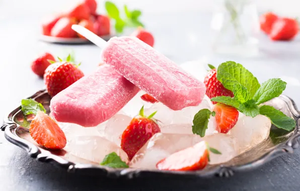 Picture ice, berries, strawberry, ice cream, Iryna Melnyk