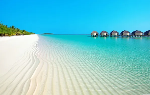 Beach, sea, ocean, beautiful, sand, bungalow