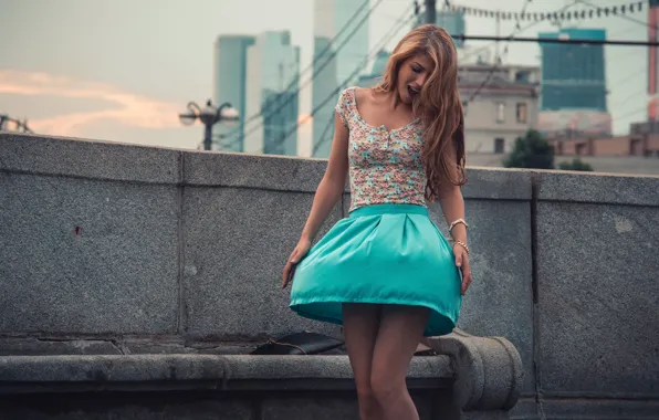 Girl, the city, skirt, Moscow, legs, oops