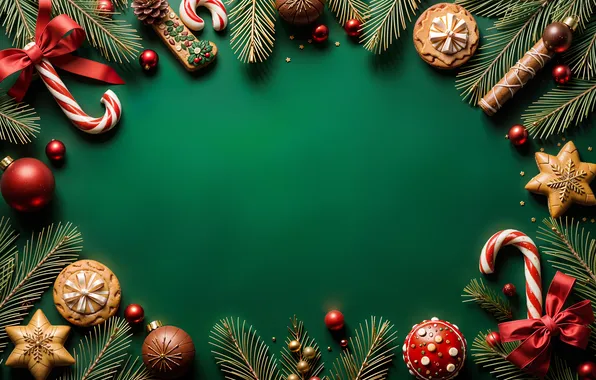Decoration, background, balls, Christmas, New year, golden, new year, Christmas
