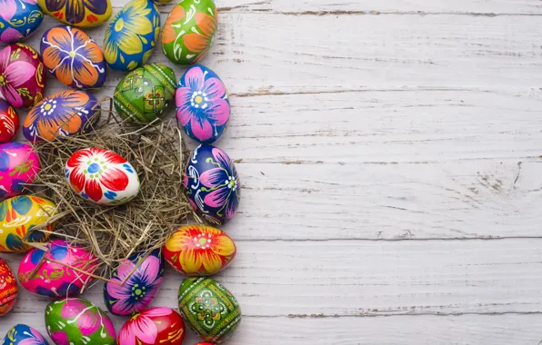 Picture spring, colorful, Easter, wood, spring, Easter, eggs, decoration
