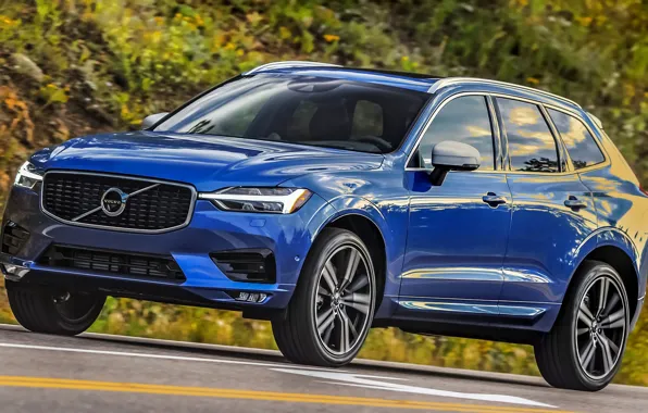 Road, car, machine, blue, lights, Volvo, side, blue